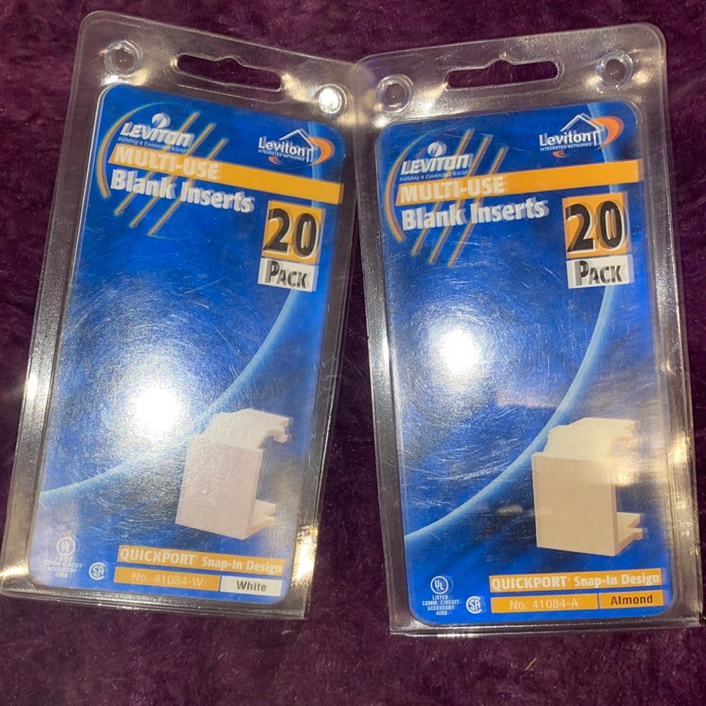 Leviton NEW Quickport snap in design blanks almond and white M05-41084